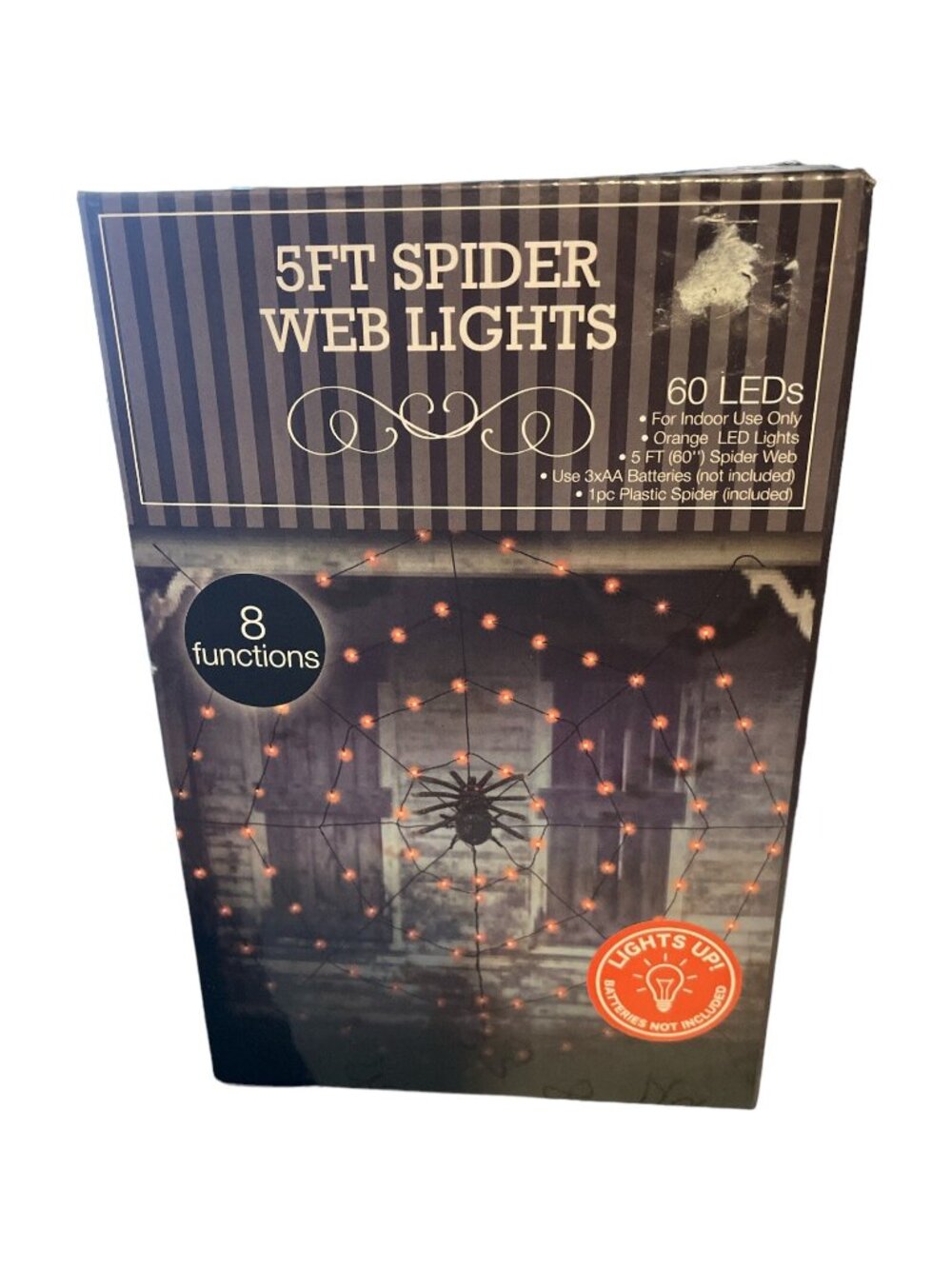 Halloween Spiderweb 60 Led Lights Black Orange new